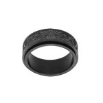 Bague en acier pvd noir motif anti stress