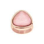 Bague en acier et pvd rose avec pierre naturelle quartz rose Bague en acier et pvd rose avec pierre naturelle quartz rose