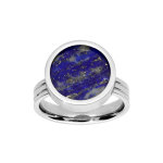 Bague en acier ronde avec pierre lapis lazuli véritable Bague en acier ronde avec pierre lapis lazuli véritable