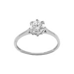 Bague en acier solitaire oxyde blanc 6mm serti 6 griffes Bague en acier solitaire oxyde blanc 6mm serti 6 griffes
