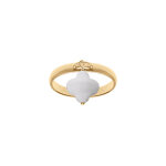 Bague en argent doré avec trèfle en verre facetté blanc Bague en argent doré avec trèfle en verre facetté blanc