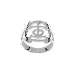 Bague en argent rhodi� motif croix camarguaise