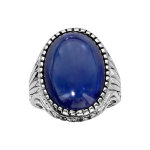 Bague en argent rhodié anneau ciselé orné d'1 grosse agate bleue Bague en argent rhodié anneau ciselé orné d'1 grosse agate bleue