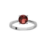 Bague en argent rhodi� anneau et pierre v�ritable grenat 6, 5mm