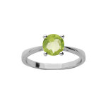Bague en argent rhodi anneau et pierre vritable peridot 6, 5mm
