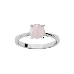 Bague en argent rhodié anneau et pierre véritable quartz rose 6, 5mm Bague en argent rhodié anneau et pierre véritable quartz rose 6, 5mm