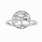 Bague en argent rhodié arbre de vie et oxydes blancs sertis Bague en argent rhodié arbre de vie et oxydes blancs sertis