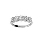 Bague en argent rhodié arc de pierres blanches et contour oxydes blancs sertis Bague en argent rhodié arc de pierres blanches et contour oxydes blancs sertis