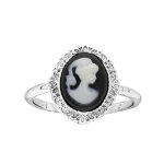 Bague en argent rhodi came sur fond noir