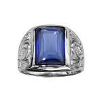Bague en argent rhodié de type chevalière ornée d'une grosse agate bleue Bague en argent rhodié de type chevalière ornée d'une grosse agate bleue