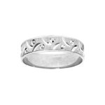 Bague en argent rhodi diamante fantaisie largeur 5mm