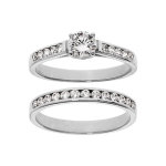 Bague en argent rhodi grande taille double anneau avec rail pierres blanches et 1 solitaire blanc