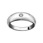 Bague en argent rhodi jonc anglais 1 oxyde blanc serti t60