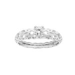 Bague en argent rhodi jonc cisel avec oxyde blancs serti 4 griffes