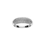 Bague en argent rhodi jonc pav d'oxydes blancs sertis