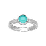 Bague en argent rhodié jonc avec pierre cabochon turquoise synthése Bague en argent rhodié jonc avec pierre cabochon turquoise synthése