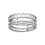 Bague en argent rhodi large ajoure avec motif soleil
