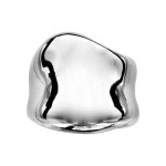 Bague en argent rhodi large vague lisse