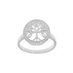 Bague en argent rhodié motif arbre de vie celtique 14mm contour oxydes blancs sertis Bague en argent rhodié motif arbre de vie celtique 14mm contour oxydes blancs sertis