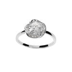 Bague en argent rhodi motif noeud d'amour pav d'oxydes blancs