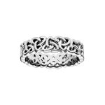 Bague en argent rhodi� motif triskel entrelac� largeur 6mm
