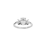 Bague en argent rhodi� avec oxydes blancs en forme de fleur