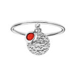 Bague en argent rhodié avec pampilles couleur corail et pastille antique Bague en argent rhodié avec pampilles couleur corail et pastille antique