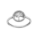 Bague en argent rhodié petit arbre de vie contour oxydes blancs sertis Bague en argent rhodié petit arbre de vie contour oxydes blancs sertis