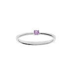 Bague en argent rhodi� avec pierre v�ritable am�thyste 2, 5mm