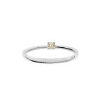 Bague en argent rhodi avec pierre vritable citrine 2, 5mm