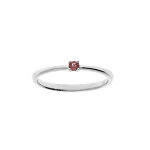 Bague en argent rhodi� avec pierre v�ritable grenat 2, 5mm