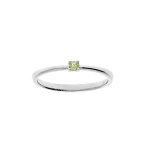 Bague en argent rhodi avec pierre vritable pridot 2, 5mm