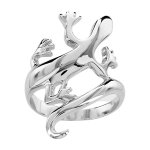 Bague en argent rhodi� salamandre qui fait le tour