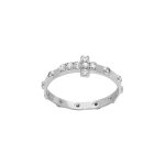 Bague en argent rhodi semainier avec croix d'oxydes blancs sertis