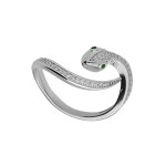 Bague en argent rhodié serpent enroulé avec oxydes blancs sertis Bague en argent rhodié serpent enroulé avec oxydes blancs sertis