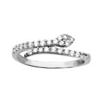 Bague en argent rhodié serpent en oxydes blancs qui fait le tour Bague en argent rhodié serpent en oxydes blancs qui fait le tour