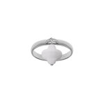 Bague en argent rhodié avec trèfle en verre facetté blanc Bague en argent rhodié avec trèfle en verre facetté blanc