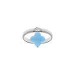 Bague en argent rhodié avec trèfle en verre facetté bleu ciel Bague en argent rhodié avec trèfle en verre facetté bleu ciel