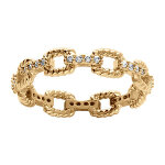 Bague chaine en plaqu� or maille avec oxydes blancs