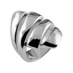 Bague elix�s en argent massif rhodi� ruban enroul� en forme de croissant