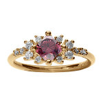 Bague fleur en vermeil sertie dune pierre rose centrale et d'oxydes blancs