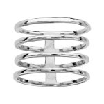 Bague large en argent rhodi 4 ranges relies