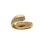 Bague ouverte en acier doré ornée d'oxydes blancs Bague ouverte en acier doré ornée d'oxydes blancs