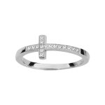 Bague de phalange en argent rhodi motif croix orne d'oxydes blancs sertis