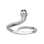 Bague de phalange en argent rhodié motif serpent orné d'oxydes blancs sertis Bague de phalange en argent rhodié motif serpent orné d'oxydes blancs sertis