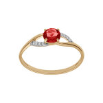 Bague en plaqué or anneau fin avec oxyde rouge au centre et décoration oxydes blancs sertis Bague en plaqué or anneau fin avec oxyde rouge au centre et décoration oxydes blancs sertis