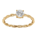 Bague en plaqu� or anneau torsad� avec solitaire oxyde blanc serti