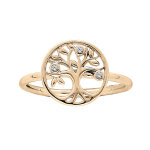 Bague en plaqué or arbre de vie et oxydes blancs sertis Bague en plaqué or arbre de vie et oxydes blancs sertis