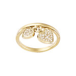 Bague plaqu� or avec breloques coeurs pav�s d'oxydes blancs