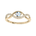 Bague en plaqué or brins mêlés avec topaze bleu véritable et oxydes blancs sertis Bague en plaqué or brins mêlés avec topaze bleu véritable et oxydes blancs sertis